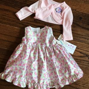NWT 6-9m dress and sweater flowered set